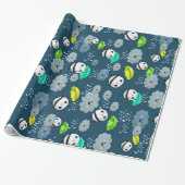 Cute Panda Beren Pattern Cadeaupapier (Uitgerold)
