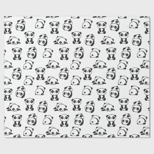 Cute Panda Beren Pattern Wrapping Paper Cadeaupapier (Vlak)