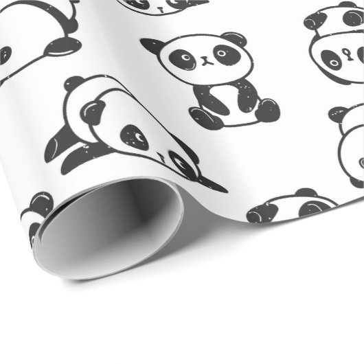Cute Panda Beren Pattern Wrapping Paper Cadeaupapier (Rol Hoek)