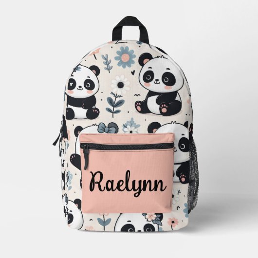 Cute Panda Beren Personalized Bedrukte Rugzak (Voorkant)