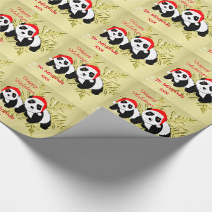 Cute Panda Beren Sparkly Gold Personalized Cadeaupapier