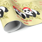 Cute Panda Beren Sparkly Gold Personalized Cadeaupapier (Rol Hoek)