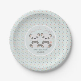 Cute Panda Beren Twins Baby shower Papieren Bordje