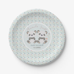 Cute Panda Beren Twins Baby shower Papieren Bordje