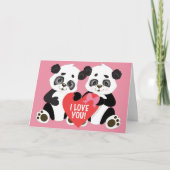Cute Panda Beren Valentijn Feestdagen Kaart (Voorkant)