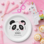 Cute Panda Birthday Baby Party Pink Black White Papieren Bordje (Feest)
