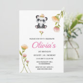 Cute Panda Birthday Invitation Pin Water Color Kaart (Staand voorkant)