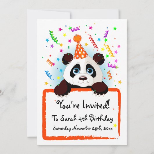 Cute Panda Birthday Invites Kaart (Voorkant)