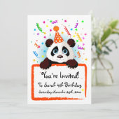 Cute Panda Birthday Invites Kaart (Staand voorkant)