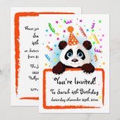 Cute Panda Birthday Invites Kaart (Voorkant / Achterkant)