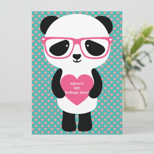 Cute Panda Birthday Kaart (Staand voorkant)