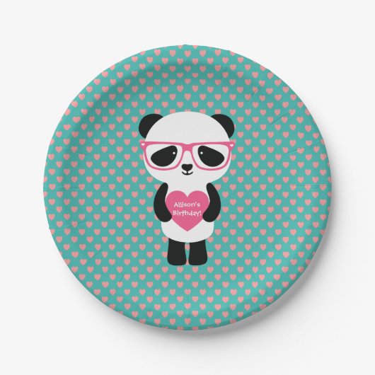 Cute Panda Birthday Papieren Bordje (Voorkant)