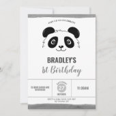 Cute Panda Birthday Party Black and White Kaart (Voorkant)