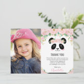 Cute Panda Birthday Party Foto Hartelijk dank Kaart (Staand voorkant)