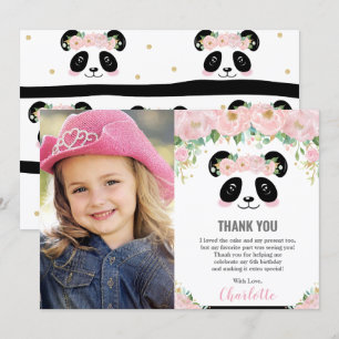 Cute Panda Birthday Party Foto Hartelijk dank Kaart