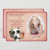 Cute Panda Birthday Party Invitation Kaart (Voorkant / Achterkant)