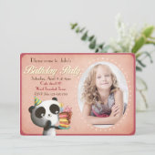 Cute Panda Birthday Party Invitation Kaart (Staand voorkant)