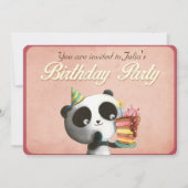 Cute Panda Birthday Party Invitation Kaart (Achterkant)