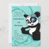 Cute Panda Birthday Party Invitation Kaart (Voorkant)