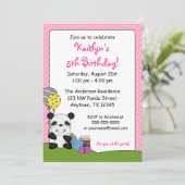 Cute Panda Birthday Party Kaart (Staand voorkant)