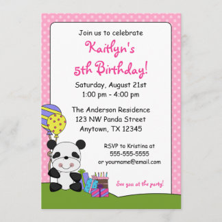 Cute Panda Birthday Party Kaart