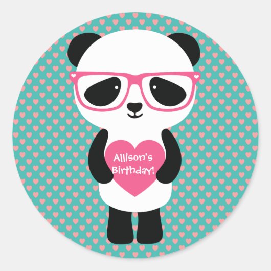 Cute Panda Birthday Ronde Sticker (Voorkant)