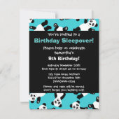 Cute Panda Birthday Sleepover Party Invitation Kaart (Voorkant)