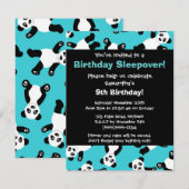 Cute Panda Birthday Sleepover Party Invitation Kaart (Voorkant / Achterkant)
