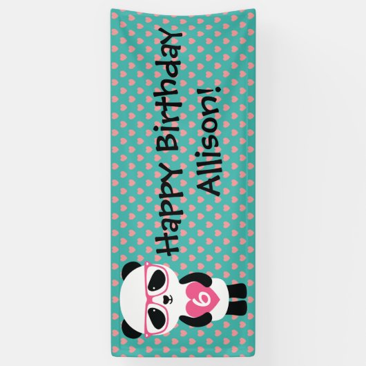 Cute Panda Birthday Spandoek (Verticaal)