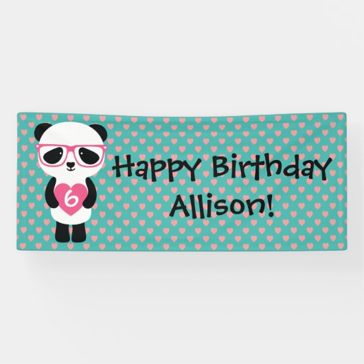 Cute Panda Birthday Spandoek (Horizontaal)