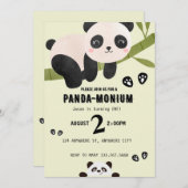 Cute Panda Birthday Uitnodiging (Voorkant / Achterkant)
