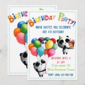 Cute Panda Birthday Uitnodiging (Voorkant / Achterkant)