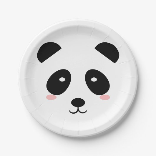 Cute Panda Black en White Simple Modern Papieren Bordje (Voorkant)