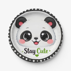 Cute Panda “Blijf Schattig” Papieren Borden Bordje