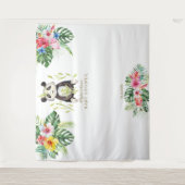 Cute Panda Bloem Baby-Shower Fotohokje Requisiet Wandkleed (Voorkant)