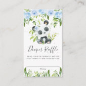 Cute Panda Blue Floral Greenery Diaper Raffle Informatiekaartje (Voorkant)