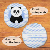 Cute panda blue spots naam op achterzijde rond kussen