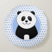 Cute panda blue spots naam op achterzijde rond kussen (Voorkant)