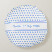 Cute panda blue spots naam op achterzijde rond kussen (Achterkant)