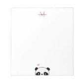 Cute Panda Blush Pink Monogram Script Notitieblok (Voorkant)