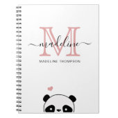 Cute Panda Blush Pink Monogram Script Notitieboek (Voorkant)
