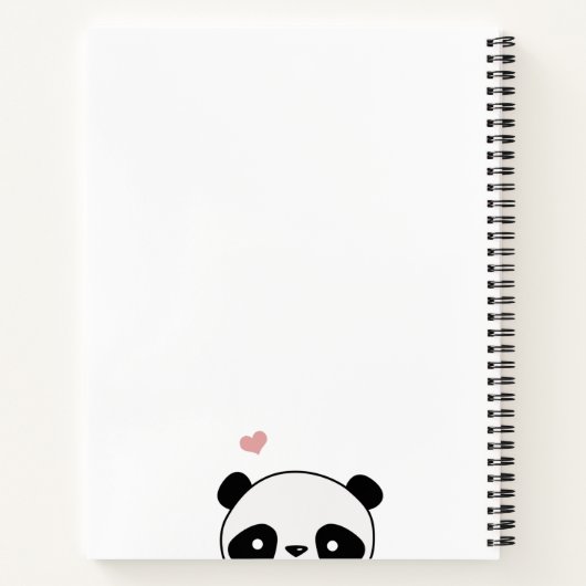 Cute Panda Blush Pink Monogram Script Notitieboek (Achterkant)