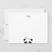Cute Panda Blush Pink Monogram Script Notitiekaartje (Voorkant)