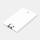Cute Panda Blush Pink Monogram Script Post-it Note (Schuin)