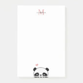 Cute Panda Blush Pink Monogram Script Post-it Note (Voorkant)