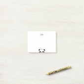 Cute Panda Blush Pink Monogram Script Post-it® Notes (Op bureau)