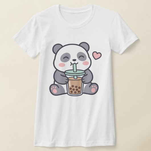 Cute Panda Boba Tea Dames T-shirt Met Slanke Pasvo (Laagn)