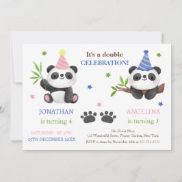 Cute Panda Boy and Girl Joint Birthday Kaart