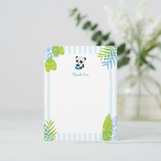 Cute Panda Boy Baby shower Bedankt kaarten (Staand voorkant)