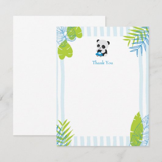 Cute Panda Boy Baby shower Bedankt kaarten (Voorkant / Achterkant)